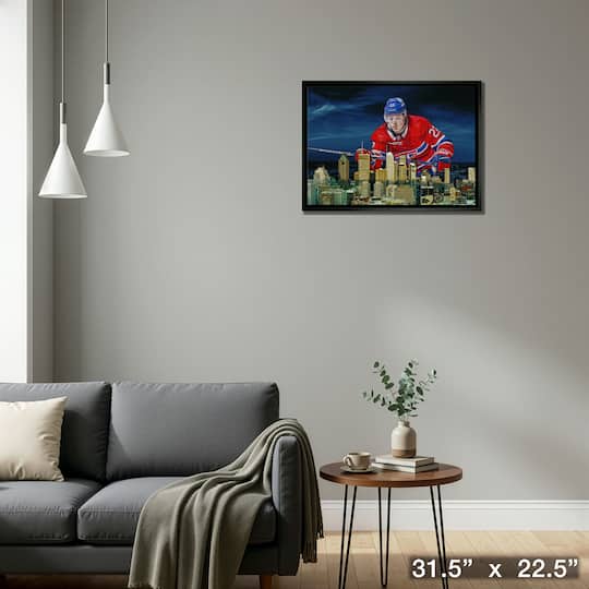 Cole Caufield 20" x 29" Canvas Framed Canadiens Skyline-H 31.5" x 22.5"